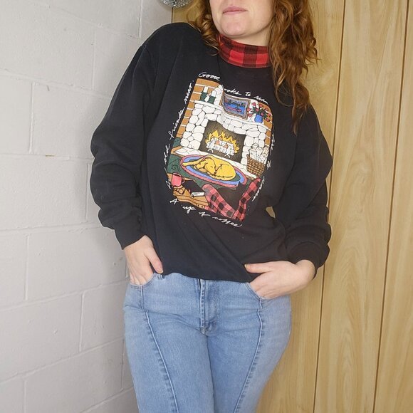 Vintage CottageCore Turtleneck Cozy Print Graphic Sweatshirt - Picture 10 of 10